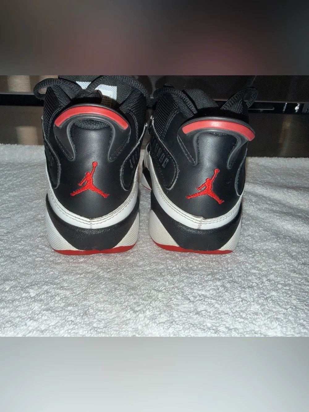 Nike Air 6 Rings Black/White/Red High-Top University Sneakers Size 2Y